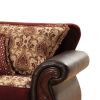 48 Inch Modern Accent Chair; Jacquard; Vegan Faux Leather; Burgundy; Brown - as Pic