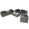 Patio Furniture Sets, 7-Piece Patio Wicker Sofa , Cushions, Chairs , a Loveseat , a Table and a Storage Box - Gray