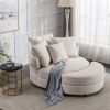 360Â° Swivel Accent Barrel Chair with Storage Ottoman & 4 Pillows; Modern Linen Leisure Chair Round Accent for Living Room; Creamy White