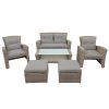 Patio Furniture Set;  4 Piece Outdoor Conversation Set All Weather Wicker Sectional Sofa with Ottoman and Cushions - Gray