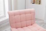 Modern Soft Velvet Fabric Material Large Width Accent Chair Leisure Chair Armchair TV Chair Bedroom Chair With Ottoman Black Legs - Pink Teddy