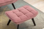 Modern Soft Velvet Fabric Material Large Width Accent Chair Leisure Chair Armchair TV Chair Bedroom Chair With Ottoman Black Legs  - Pink