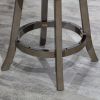 24" Counter Height X-Back Swivel Stool; Weathered Gray Finish; Beige Fabric Seat