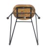 Mango Wood Saddle Seat Bar Stool With Iron Rod Legs; Brown and Black