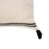 18 x 18 Square Cotton Accent Throw Pillow with Simple Striped Pattern and Tassels; White and Black; DunaWest - Default