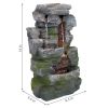 Indoor Home Office Resin Towering Cave Waterfall Table Fountain with LED Lights - 14 Inch - Gray - resin