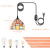 Plug in Pendant Light Fixtures;  Tiffany Hanging Lights with Plug in Cord;  Outdoor Plug in Chandelier for Gazebo Porch - Colorful