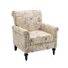 Mid-Century Modern Accent Chair; Linen Armchair w/Tufted Back/Wood Legs; Upholstered Lounge Arm Chair Single Sofa; Beige - as Pic