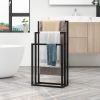 Metal Freestanding Towel Rack 3 Tiers Hand Towel Holder Organizer for Bathroom Accessories;  Black - 1