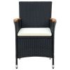 vidaXL Patio Dining Chairs 4 pcs Poly Rattan Black - Black