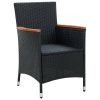 vidaXL Patio Dining Chairs 4 pcs Poly Rattan Black - Black