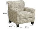 38 Inch Wood Accent Chair; Typography Print Beige Fabric - as Pic