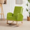 Rocking Chair Mid-Century Modern Rocking Armchair Upholstered Tall Back Accent Glider Rocker - Green