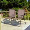 Set of 2 Patio Folding Sling Back Camping Deck Chairs - Brown