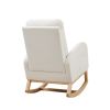 Rocking Chair Mid-Century Modern Rocking Armchair Upholstered Tall Back Accent Glider Rocker - Beige