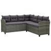 vidaXL 6 Piece Patio Lounge Set with Cushions Poly Rattan Gray - Grey