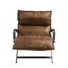 Zulgaz Accent Chair in Cocoa Top Grain Leather &amp; Matt Iron Finish 59951 - as Pic