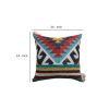 24 x 24 Square Handwoven Cotton Dhurrie Accent Throw Pillow; Aztec Kilim Pattern; Tassels; Multicolor - as Pic