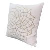 Hugo 20 x 20 Square Accent Throw Pillow; Embroidered Geometric Abstract Pattern; With Filler; White; Gold - as Pic