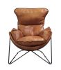 Thurshan Accent Chair in Aperol Top Grain Leather &amp; Black Finish 59945 - as Pic