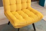 Modern Soft Velvet Fabric Material Large Width Accent Chair Leisure Chair Armchair TV Chair Bedroom Chair With Ottoman Black Legs - Yellow