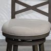 24" Counter Height X-Back Swivel Stool; Weathered Gray Finish; Beige Fabric Seat