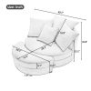 360Â° Swivel Accent Barrel Chair with Storage Ottoman & 4 Pillows; Modern Linen Leisure Chair Round Accent for Living Room; Creamy White