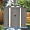 Patio 6ft x4ft Bike Shed Garden Shed; Metal Storage Shed with Lockable Door; Tool Cabinet with Vents and Foundation for Backyard - Gray