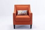 Accent armchair livingroom chair with nailheads and solid wood legs Orange Linen - Default