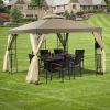 10 Feet x 10 Feet Awning Patio Screw-free Structure Canopy Tent - dark brown