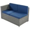 9 Piece Rattan Sectional Seating Group with Cushions and Ottoman, Patio Furniture Sets, Outdoor Wicker Sectional - Grey