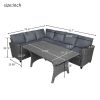 Patio Outdoor Furniture PE Rattan Wicker Conversation Set All-Weather Sectional Sofa Set with Table & Soft Cushions (Grey) - Gray