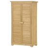 Wooden Garden Shed 3-tier Patio Storage Cabinet Outdoor Organizer Wooden Lockers with Fir Wood Shutter Design - Natural