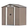 Patio 6ft x4ft Bike Shed Garden Shed; Metal Storage Shed with Adjustable Shelf and Lockable Door; Tool Cabinet with Vents and Foundation - Brown