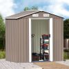 Patio 6ft x4ft Bike Shed Garden Shed; Metal Storage Shed with Lockable Door; Tool Cabinet with Vents and Foundation for Backyard - Brown