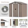 Patio 6ft x4ft Bike Shed Garden Shed; Metal Storage Shed with Adjustable Shelf and Lockable Door; Tool Cabinet with Vents and Foundation - Brown