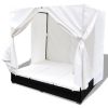 vidaXL Patio Lounge Bed with Curtains Poly Rattan Black - Black