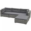 vidaXL 5 Piece Patio Lounge Set with Cushions Poly Rattan Gray - Grey