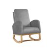 Rocking Chair Mid-Century Modern Rocking Armchair Upholstered Tall Back Accent Glider Rocker - Gray