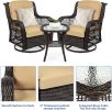 Outdoor Bistro Set 3 Pieces;  Outdoor Resin Wicker Swivel Rocker Patio Chair; Outdoor Rattan Conversation Sets - Khaki