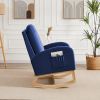 Rocking Chair Mid-Century Modern Rocking Armchair Upholstered Tall Back Accent Glider Rocker - Blue