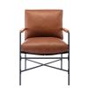 Metal Frame Faux Leather Porch Chair Accent Chair with Thick Padded Backrest and Seat Cushion for Living Room Bedroom; Brown PU - as Pic