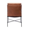 Metal Frame Faux Leather Porch Chair Accent Chair with Thick Padded Backrest and Seat Cushion for Living Room Bedroom; Brown PU - as Pic