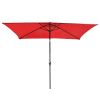 outdoor furniture 10x6.5ft Aluminum Patio Umbrella w/ 20 LEDs Red   - LA01