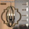 4-Light Rustic Farmhouse Chandelier, 21.7'' Wood Pendant Light Adjustable Hanging Chain, Kitchen Island Chandelier Light Fixture