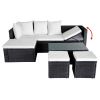 vidaXL 4 Piece Patio Lounge Set with Cushions Poly Rattan Black - Black