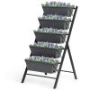 4 ft Vertical Raised Garden Bed with 5 Tiers for Patio Balcony - Gray