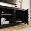 TV Stand Storage Media Console Entertainment Center; Tradition Black; with doors