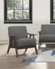 Modern Home Furniture Gray Fabric Upholstered 1pc Accent Chair Walnut Finish Wood Cushion Back and Seat Furniture - as Pic