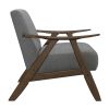 Modern Home Furniture Gray Fabric Upholstered 1pc Accent Chair Walnut Finish Wood Cushion Back and Seat Furniture - as Pic